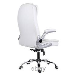 Office Chair Faux Leather Computer Desk Chair High Back Adjustable Arms White