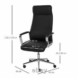 Office Chair Faux Leather High-Back Swivel Computer Desk Chair with Wheels, Black