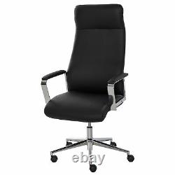 Office Chair Faux Leather High-Back Swivel Computer Desk Chair with Wheels, Black