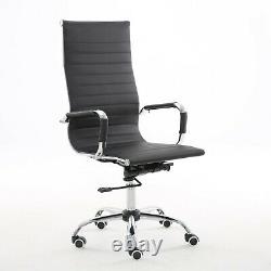 Office Chair High Back Ribbed Leather Computer Gaming Desk Chair