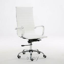 Office Chair High Back Ribbed Leather Computer Gaming Desk Chair
