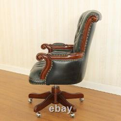Office Chair, LARGE, 67x83x111cm Walnut NC, mahogany, LEATHER, FREE DELIVERY