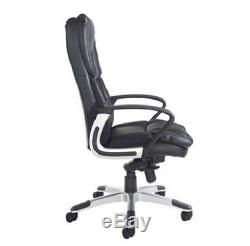 Office Chair Leather Faced Executive Swivel Back Desk Computer Furniture Black