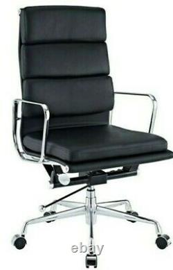 Office Chair Leather High Back Soft Pad Modern Style Black