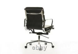 Office Chair Leather Low Back Soft Pad Modern Style Black