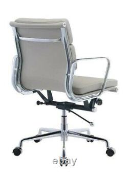 Office Chair Leather Soft Pad Modern Style Low Back Grey