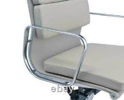Office Chair Leather Soft Pad Modern Style Low Back Grey
