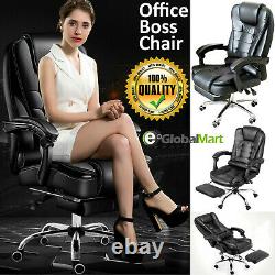 Office Chair Luxury Leather Computer Gaming Swivel Recliner Executiv Footrest UK