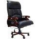 Office Chair Massage Manager Swivel Real Leather Black Function