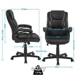 Office Chair PU Leather Desk Chair Computer Swivel Chair with Back Support Black