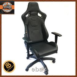 Office Chair Racing Style Sports Bucket Seat Black Diamond Stitched BB6 RS