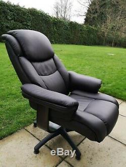Office Chair/Recliner Luxury Extra Padded Real Dark Brown Leather