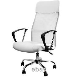 Office Chair White Mesh Computer Swivel Desk Executive PU Leather Furniture