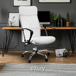 Office Chair White Mesh Computer Swivel Desk Executive PU Leather Furniture