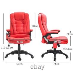 Office Chair with Heated Vibrating Massage Reclining Function Red