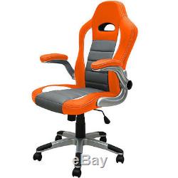 Office Computer Chair Desk Gaming Luxury PC Wheels Seat Leather Executive Orange