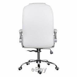 Office Computer Chair Executive PU Leather Swivel High Back Recliner White Home