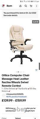 Office Computer Chair Massage Heat Leather Recline Wheels Swivel Remote Control
