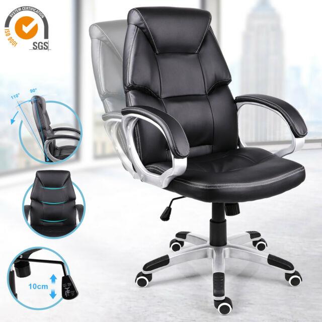 Office Computer Desk Chair Pu Leather Swivel Home Adjustable Executive Gaming Uk