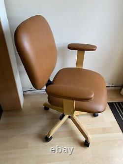 Office Computer PC Swivel Chair Adult Real Leather Light Brown