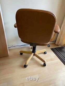 Office Computer PC Swivel Chair Adult Real Leather Light Brown