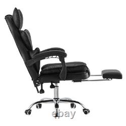 Office Desk Chair PU Leather Racing Computer with Footrest Swivel