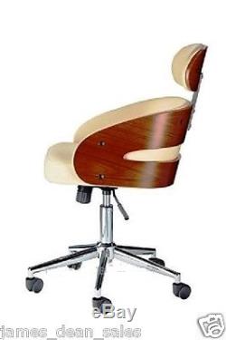Office Desk Chair Swivel Tub Leather Armchair Modern Home Cream White Furniture