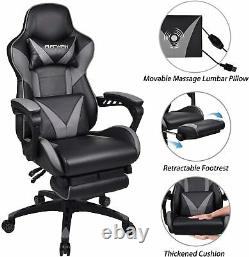 Office Gaming Chair Computer Desk Executive Recliner Leather Footrest with Massage