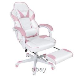 Office Gaming Chair Ergonomic Computer Chair Massage Footrest Recliner Pink