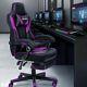 Office Gaming Chair Executive Massage Chair With Footrest Pu Leather Seat Purple