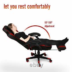 Office Gaming Desk Chair Racing Style Computer Chair With Footrest Recliner Red