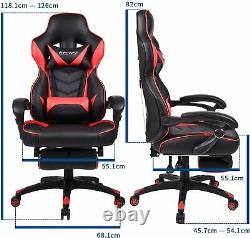 Office Gaming Desk Chair Racing Style Computer Chair With Footrest Recliner Red