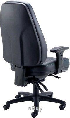 Office Hippo 24 Hour High Back Office Chair With Arms, Leather Black