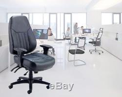 Office Hippo 24 Hour High Back Office Chair With Arms, Leather Black