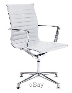 Office Hippo Executive Visitor Chair with Chrome Arms, Faux Leather White