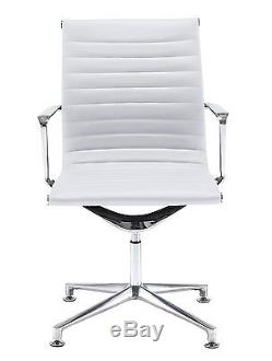 Office Hippo Executive Visitor Chair with Chrome Arms, Faux Leather White