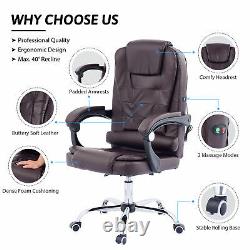 Office Massage Desk Chair Computer Gaming 360° Swivel Recliner Luxury Leather UK