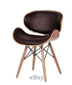 Office Modern Chair Leather Mid Century Seat Dinning Vintage Style Brown Lobby