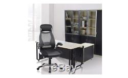 Office PC Computer Swivel PU Leather Gaming Chair Black fabric & Chrome Base