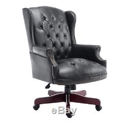 Office PU Leather Chair Directors Chesterfield Antique Style Swivel Executive