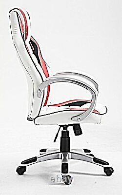Office PU Leather Chair Gaming Sport Adjustable Luxury With 360°Swivel Support