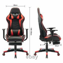 Office Racing Gaming Chair Leather Swivel Computer Desk Chairs Recliner Footrest