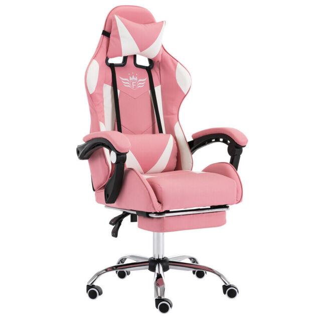Office Racing Sports Computer Desk Pink Gaming Swivel Chair Pu Leather Executive