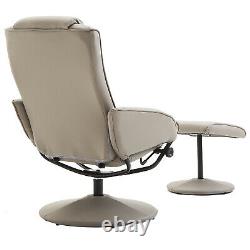 Office Reading Chair Set Modern Reclining Lounger Seat Footstool Ergonomic Grey