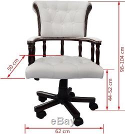 Office Vintage Chair Chesterfield Captain Swivel Managerial Leather Chair White