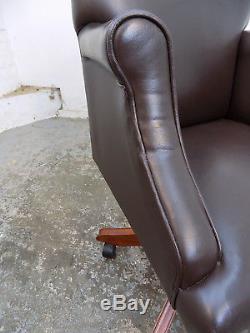 Office chair, brown, leather, swivel, tilt, arm chair, chair, castors, chair, adjustable