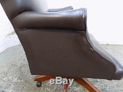 Office chair, brown, leather, swivel, tilt, arm chair, chair, castors, chair, adjustable