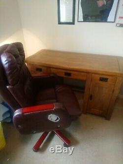Office desk (Rustic Oak) £249. Brown Leather Office Chair £59. (indiv priced)