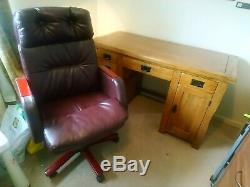 Office desk (Rustic Oak) £249. Brown Leather Office Chair £59. (indiv priced)