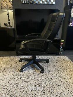 Office swivel Arm Chair Real Leather Black